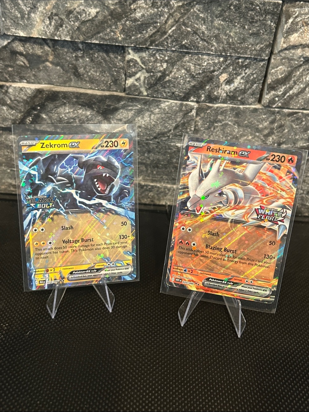 Pokemon Stamped‎ Zekrom EX & Reshiram EX Holo Card Duo M/NM